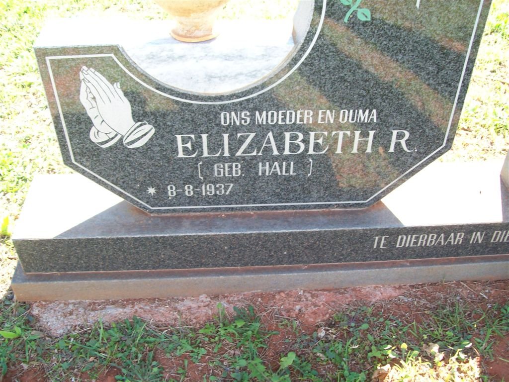VUUREN Lukas D., Janse van 1935-1997 &amp; Elizabeth R. HALL 1937