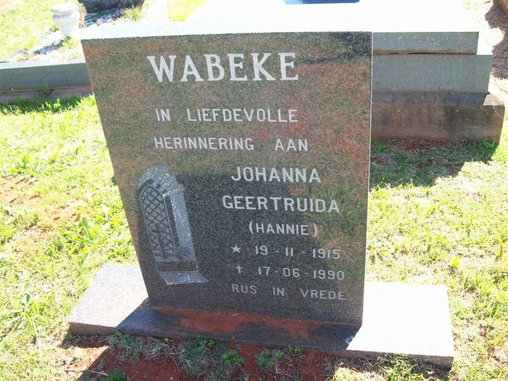 WABEKE Johanna Geertruida 1915-1990