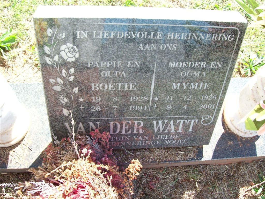 WATT Boetie, van der 1928-1994 &amp; Mymie 1926-2001