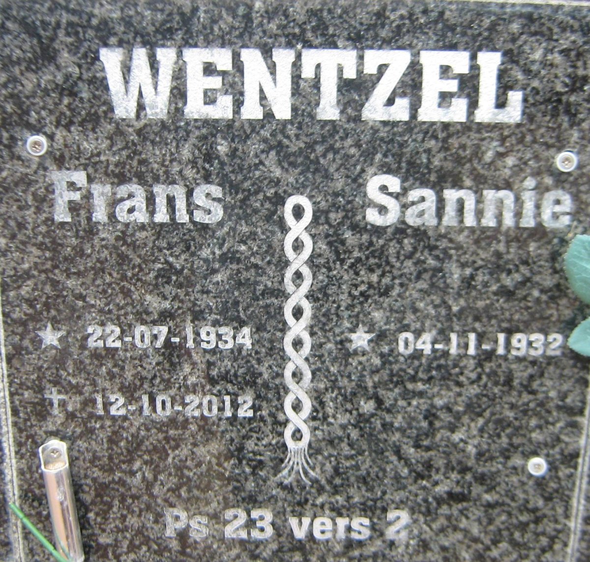 WENTZEL Frans 1934-2012 &amp; Sannie 1932-