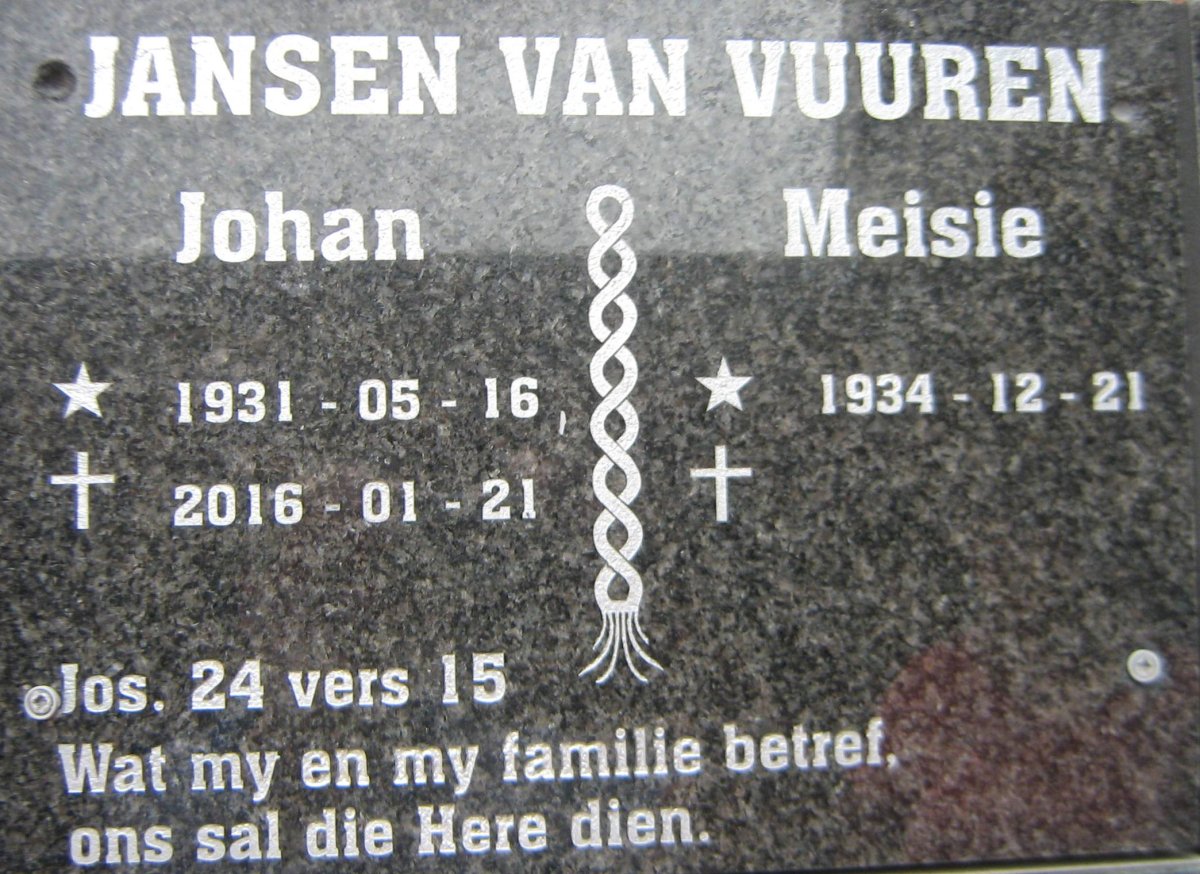 VUUREN Johan, Jansen van 1931-2016 &amp; Meisie 1934-