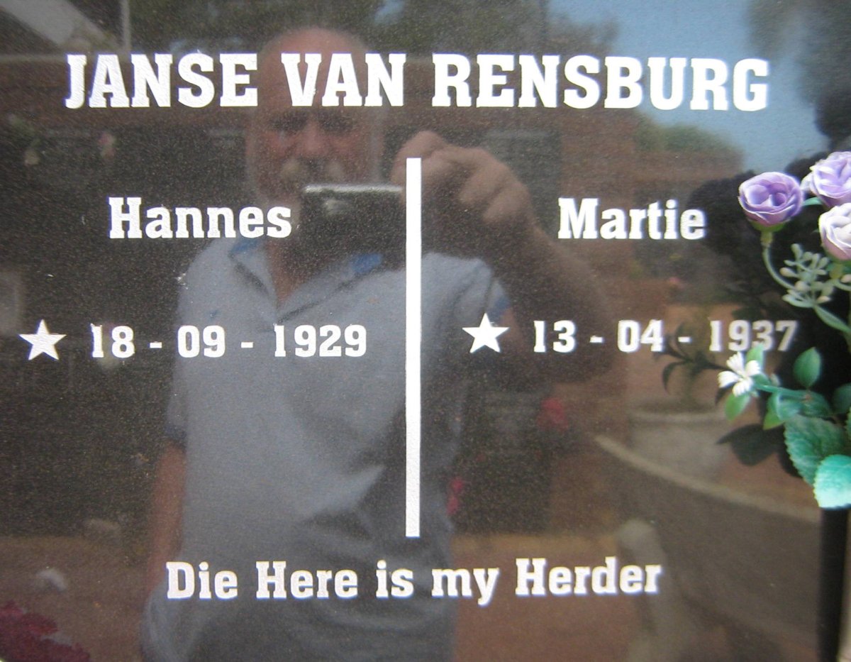 RENSBURG Hannes, Janse van 1929- &amp; Martie 1937-