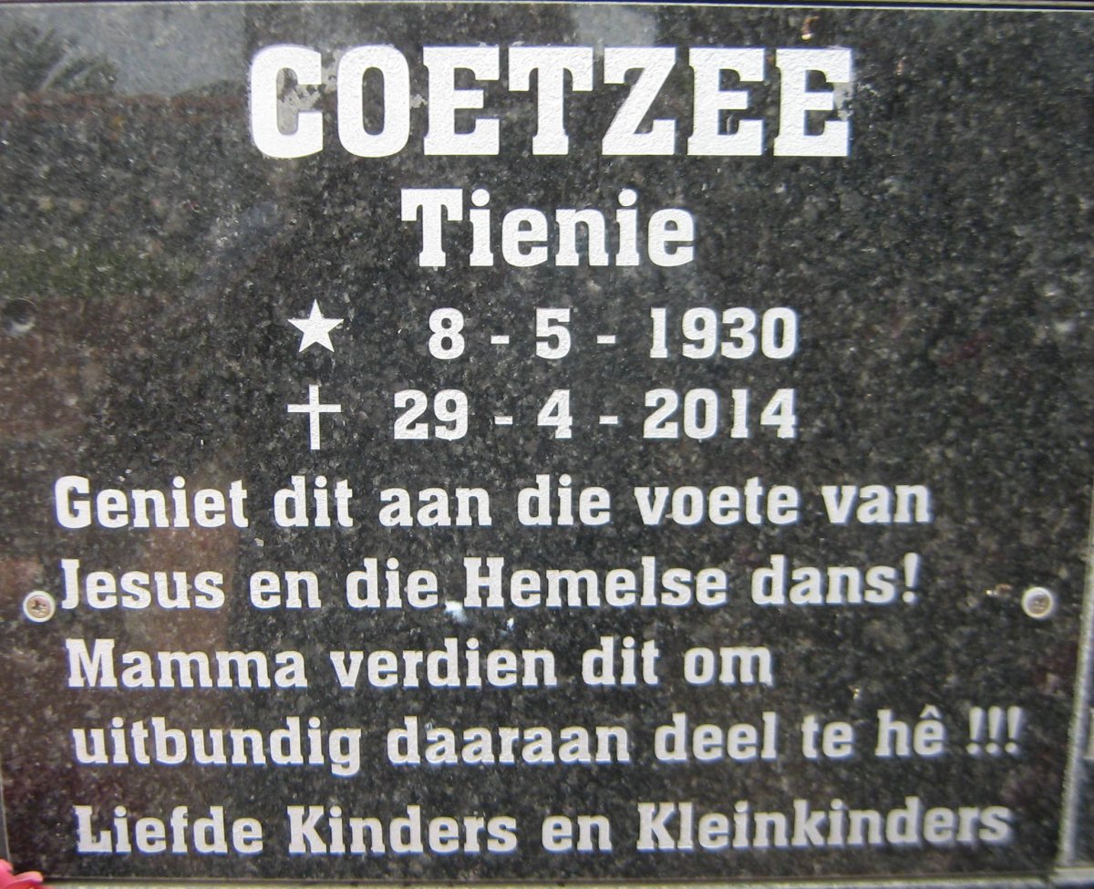 COETZEE Tienie 1930-2014