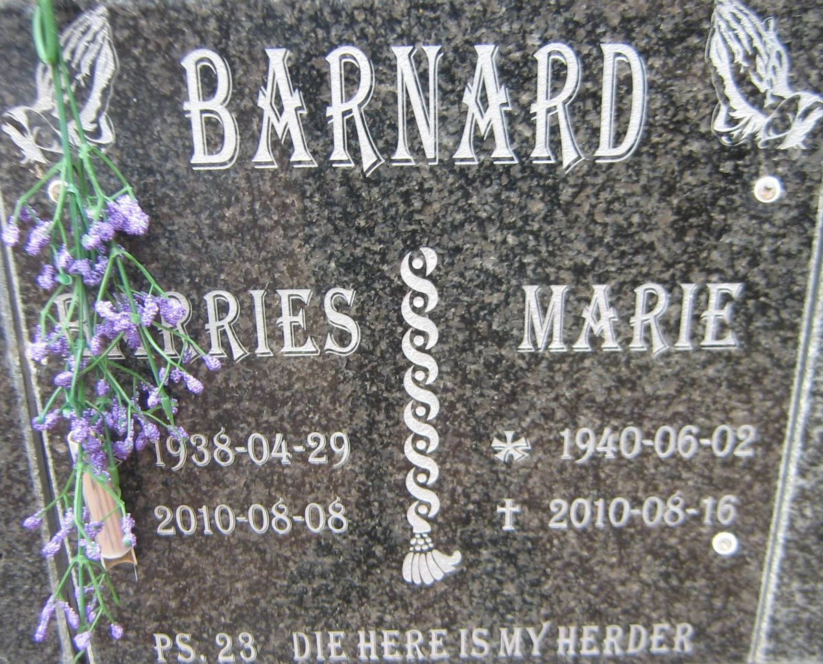 BARNARD Barries 1938-2010 &amp; Marie 1940-2010