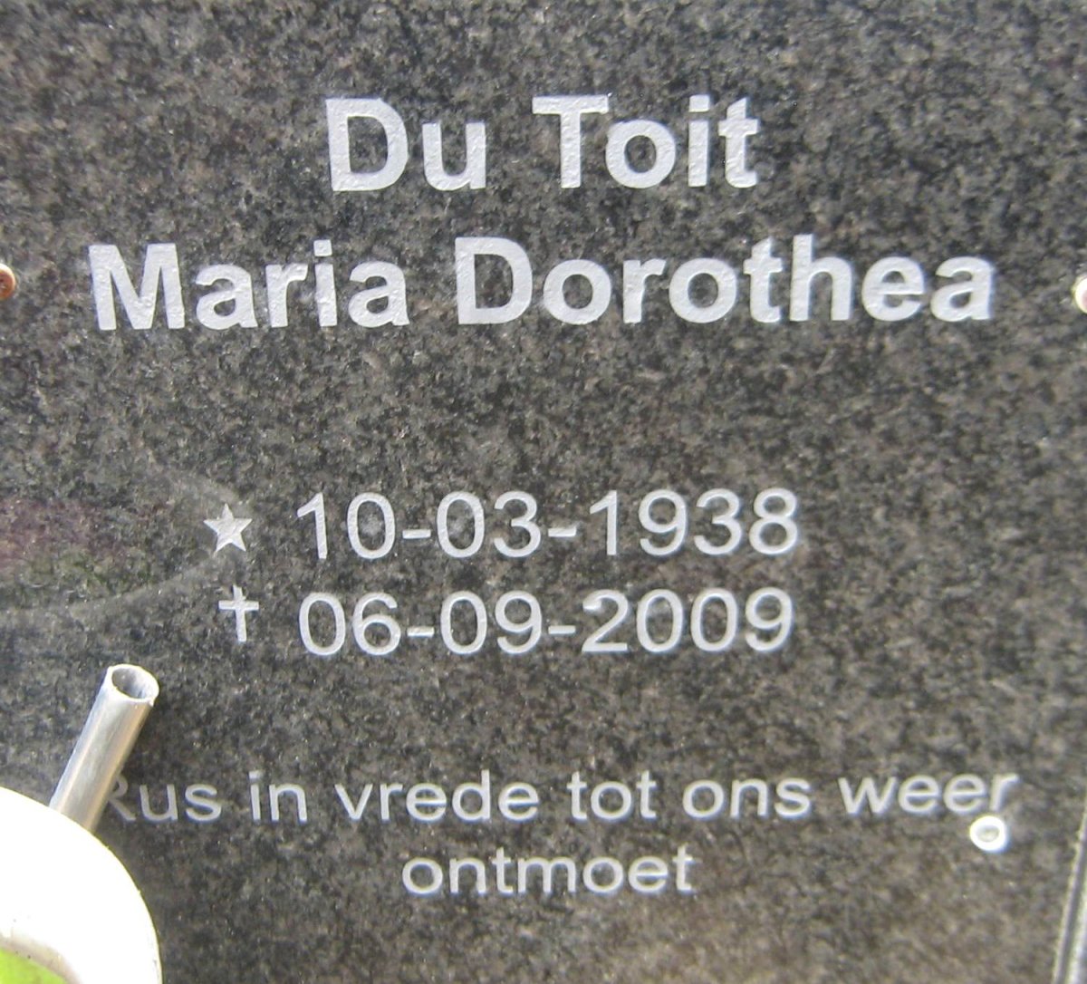 TOIT Maria Dorothea, du 1938-2009