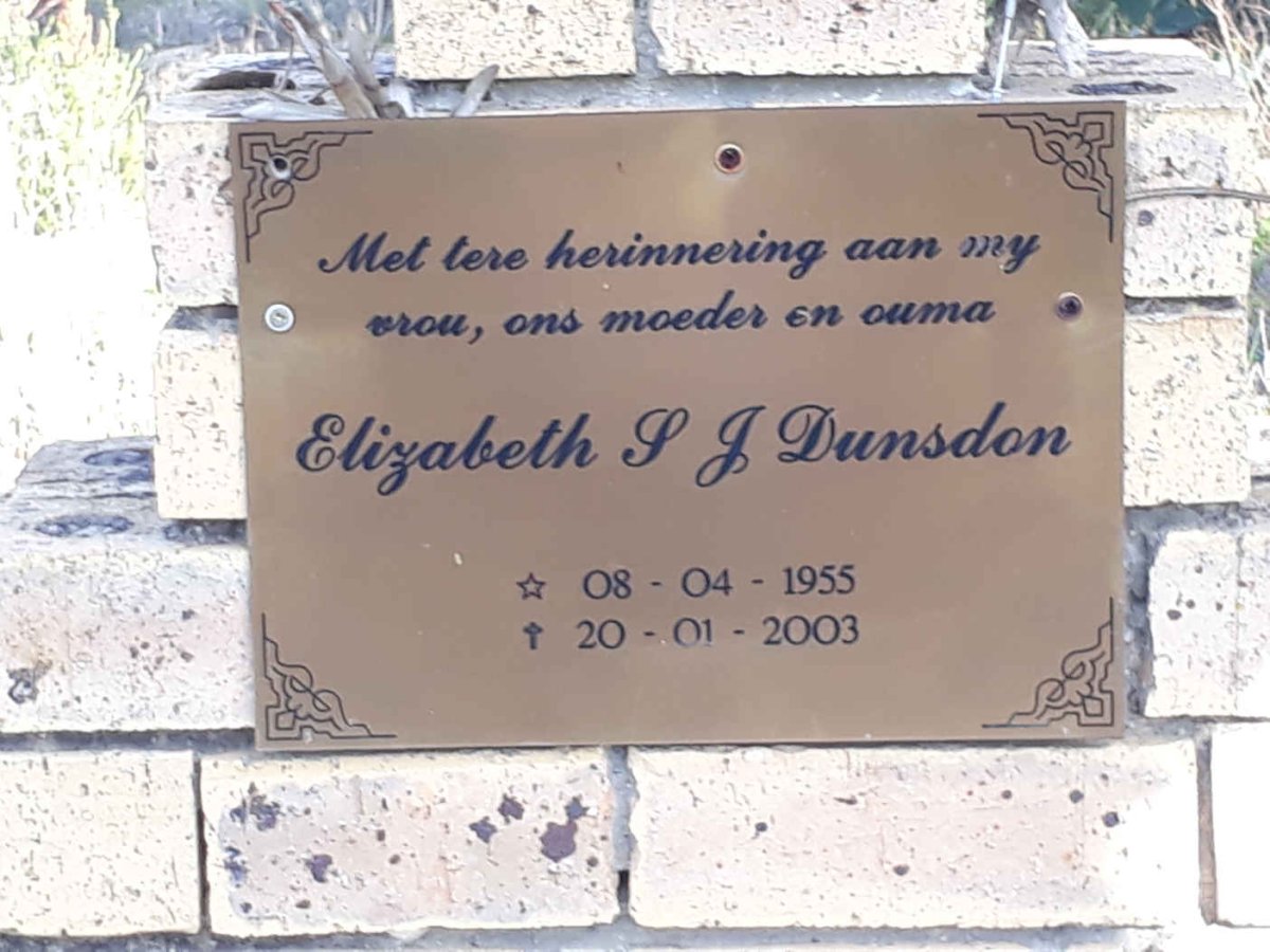 DUNSDON Elizabeth S.J. 1955-2003