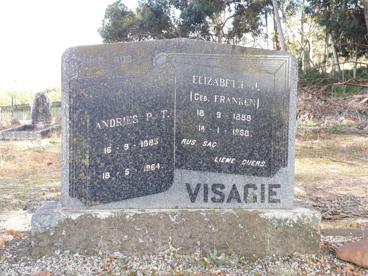 VISAGIE Andries P.T. 1885-1964 &amp; Elizabeth J. FRANKEN 1888-19?8