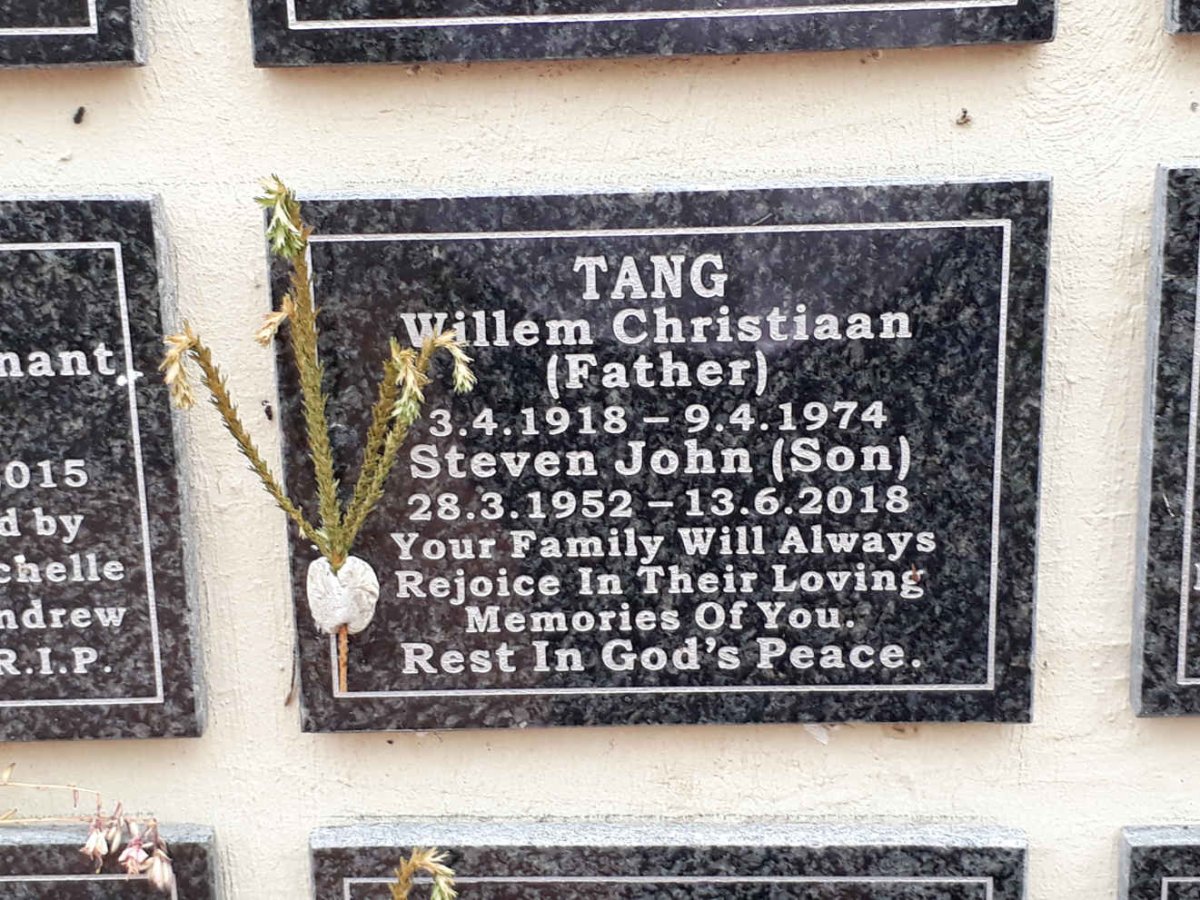 TANG Willem Christiaan 1918-1974 :: TANG Steven John 1952-2018
