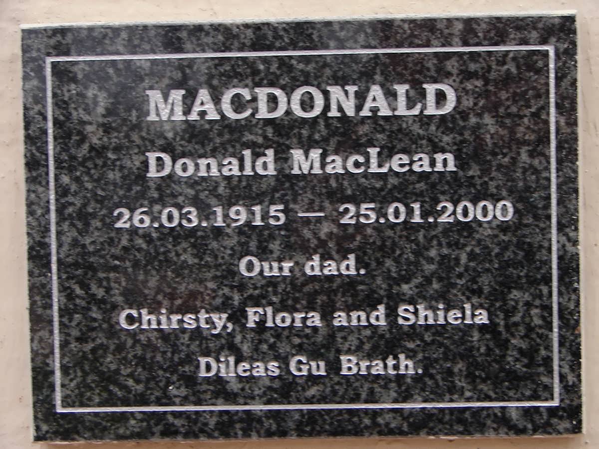 MacDONALD Donald MacLean 1915-2000
