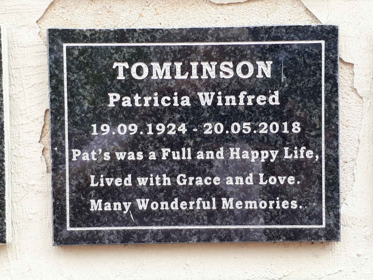 TOMLINSON Patricia Winfred 1924-2018