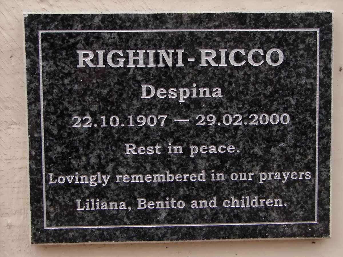 RICCO Despina, RIGHINI 1907-2000