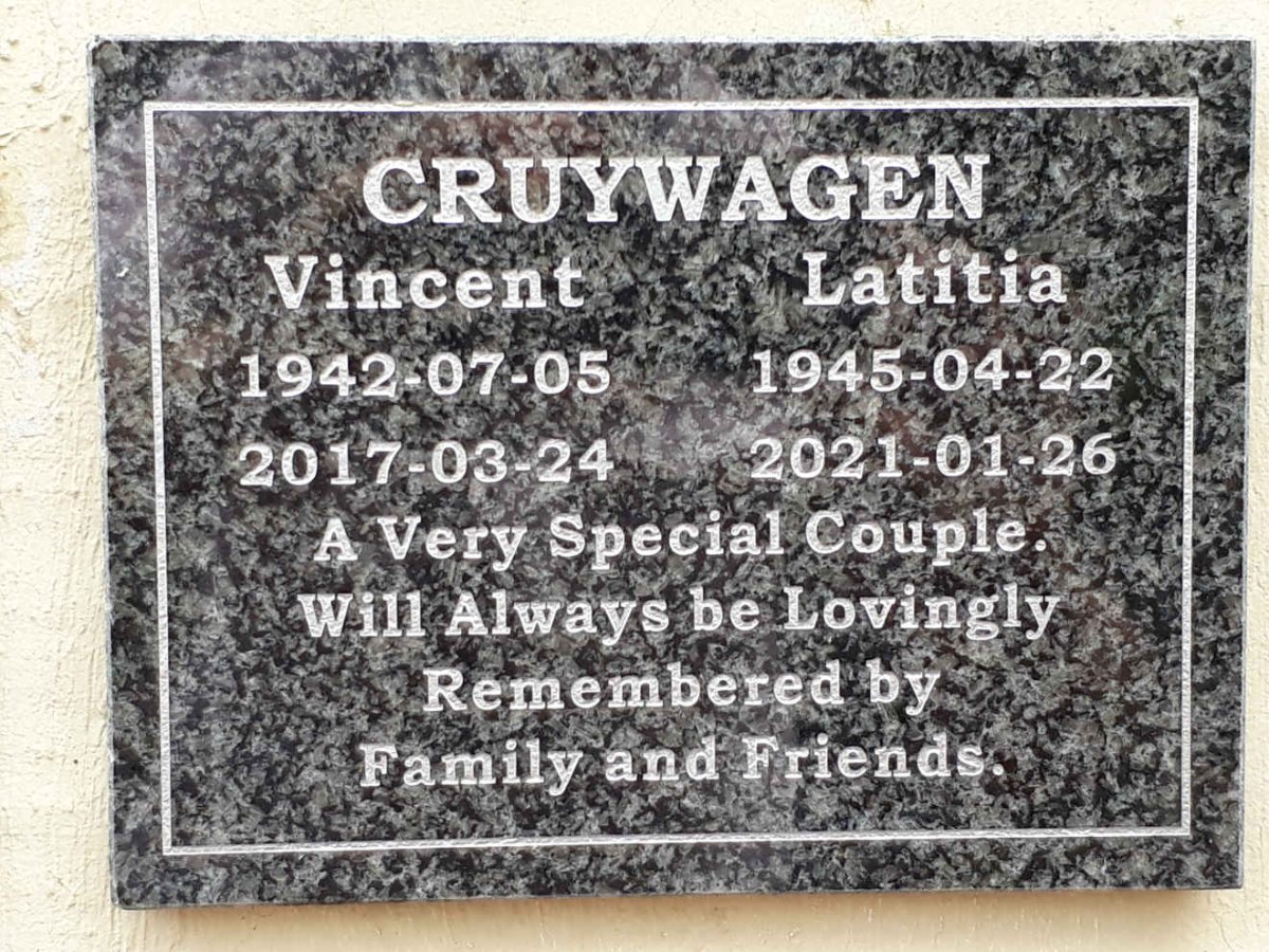 CRUYWAGEN Vincent 1942-2017 &amp; Latitia 1945-2021