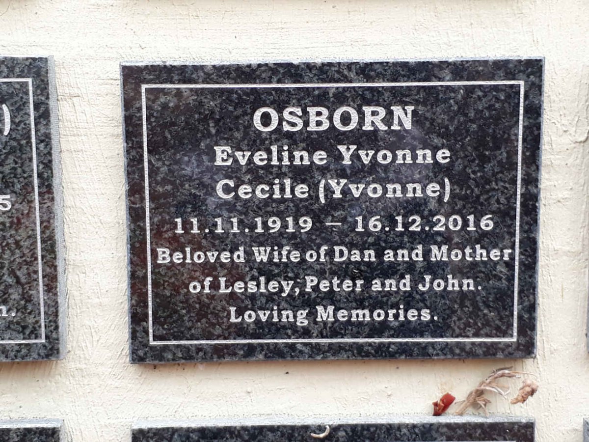 OSBORN Eveline Yvonne Cecile 1919-2016