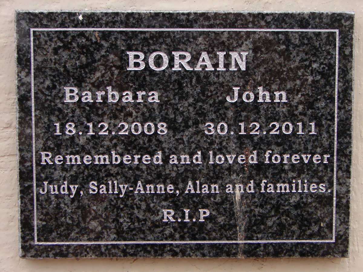 BORAIN John -2011 &amp; Barbara -2008