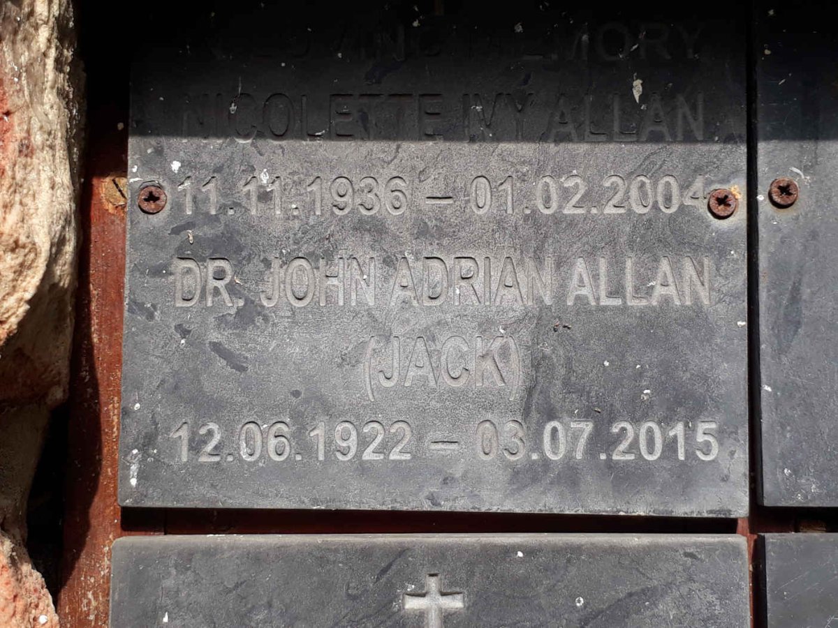 ALLAN John Adrian 1922-2015 &amp; Nicolette Ivy 1936-2004