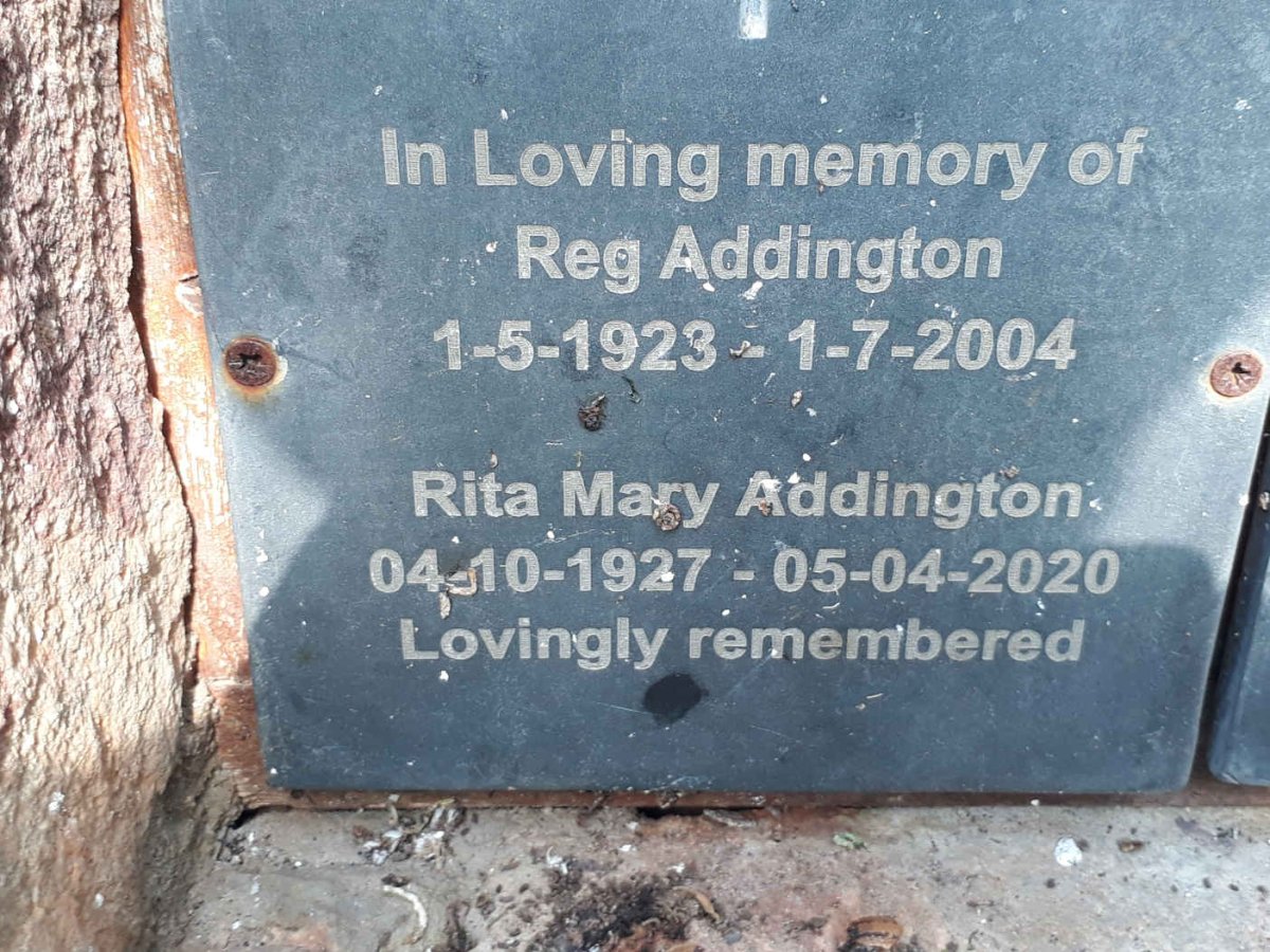 ADDINGTON Reg 1923-2004 &amp; Rita Mary 1927-2020
