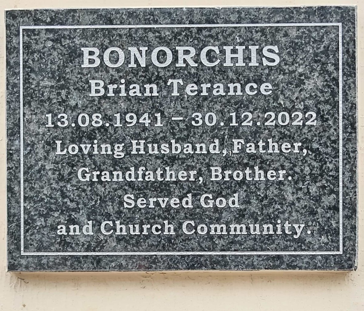 BONORCHIS Brian Terance 1941-2022  