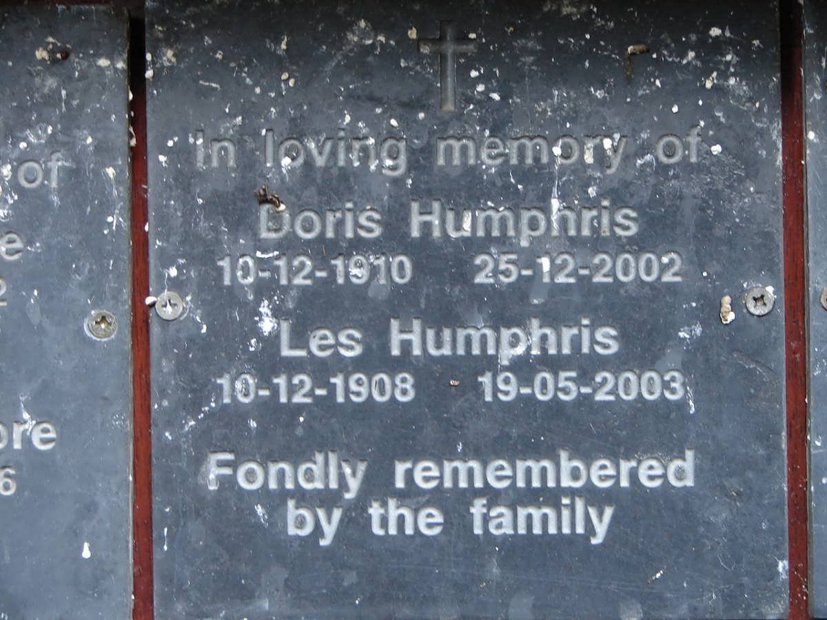 HUMPHRIS Les 1908-2003 &amp; Doris 1910-2002