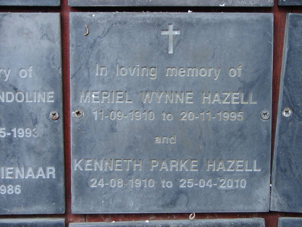 HAZELL Kenneth Parke 1910-2010 &amp; Meriel Wynne 1910-1995