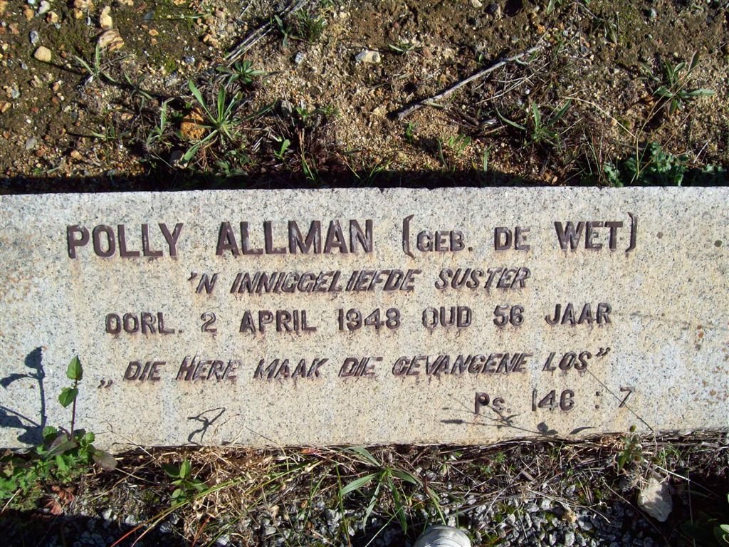 ALLMANN Polly nee DE WET -1948