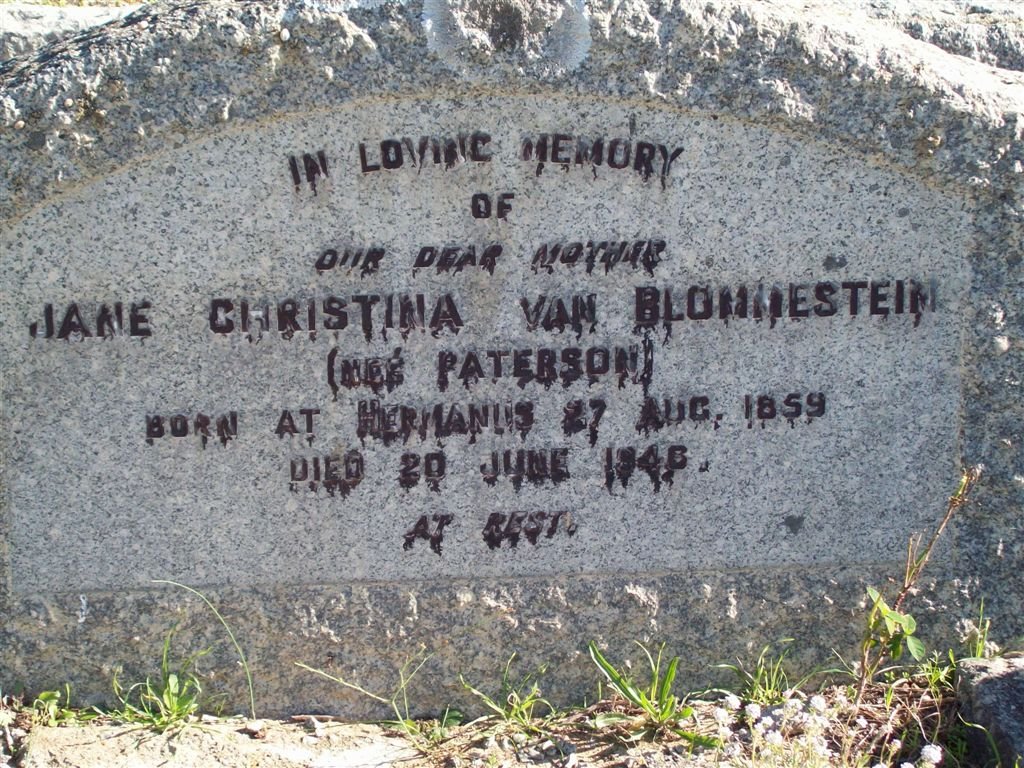 BLOMMESTEIN Jane Christina nee PATERSON 1859-1946