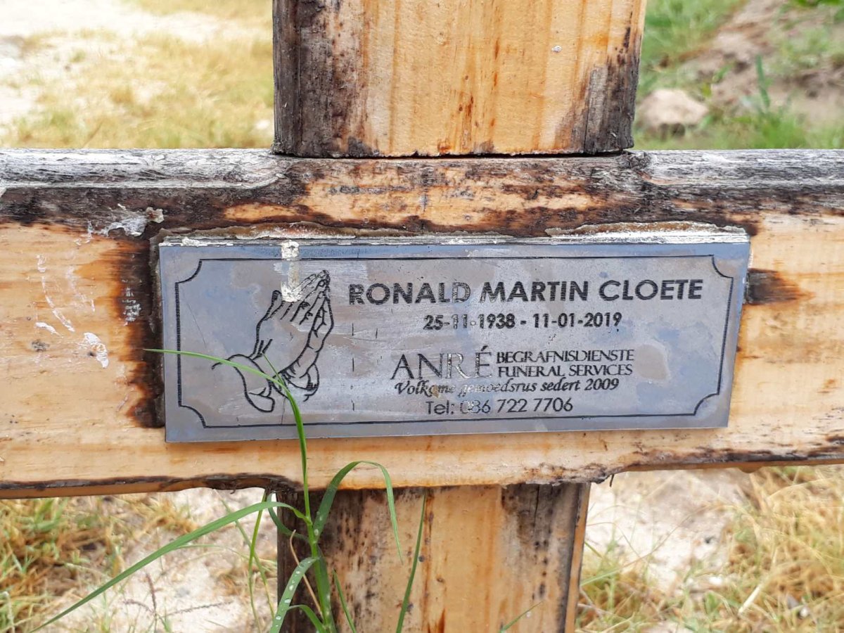 CLOETE Ronald Martin 1938-2019