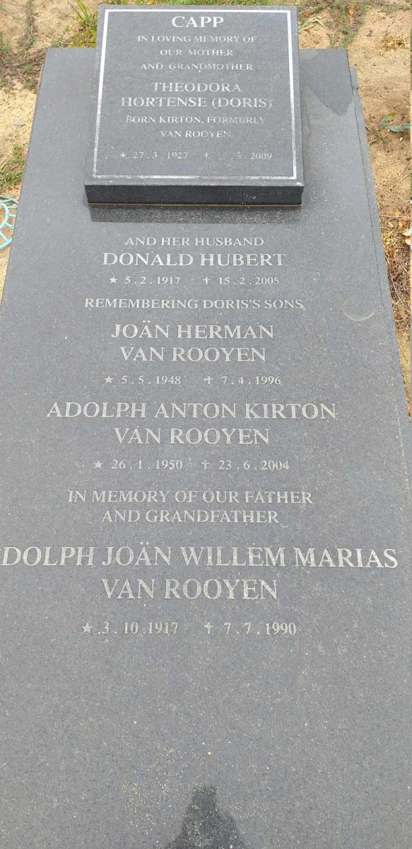 CAPP Donald Hubert 1917-2005 &amp; Theodore Hortense Doris VAN ROOYEN nee KIRTON 1927-2009