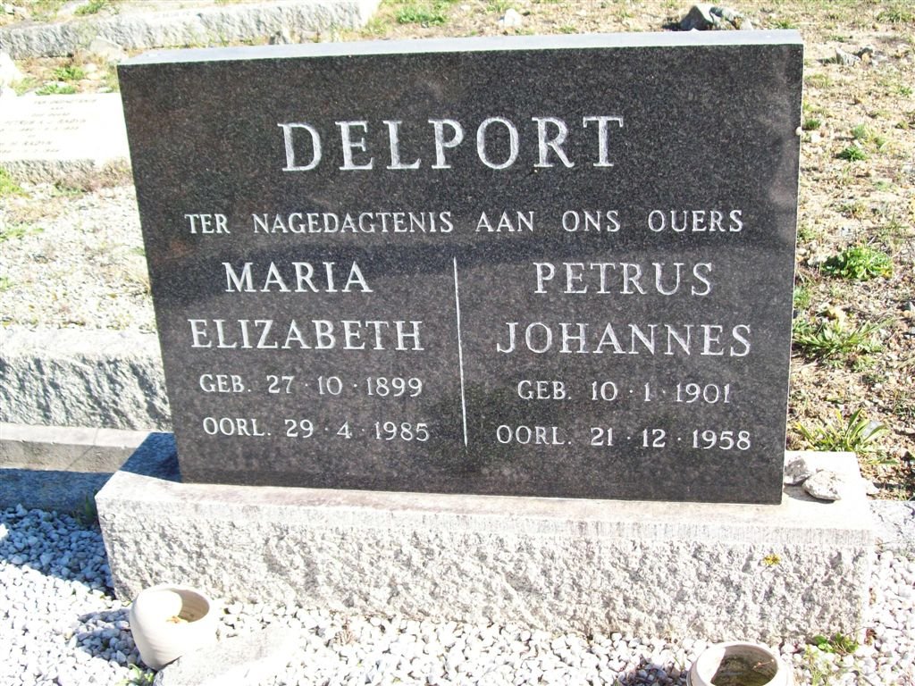 DELPORT Petrus Johannes 1901-1958 &amp; Maria Elizabeth 1899-1985