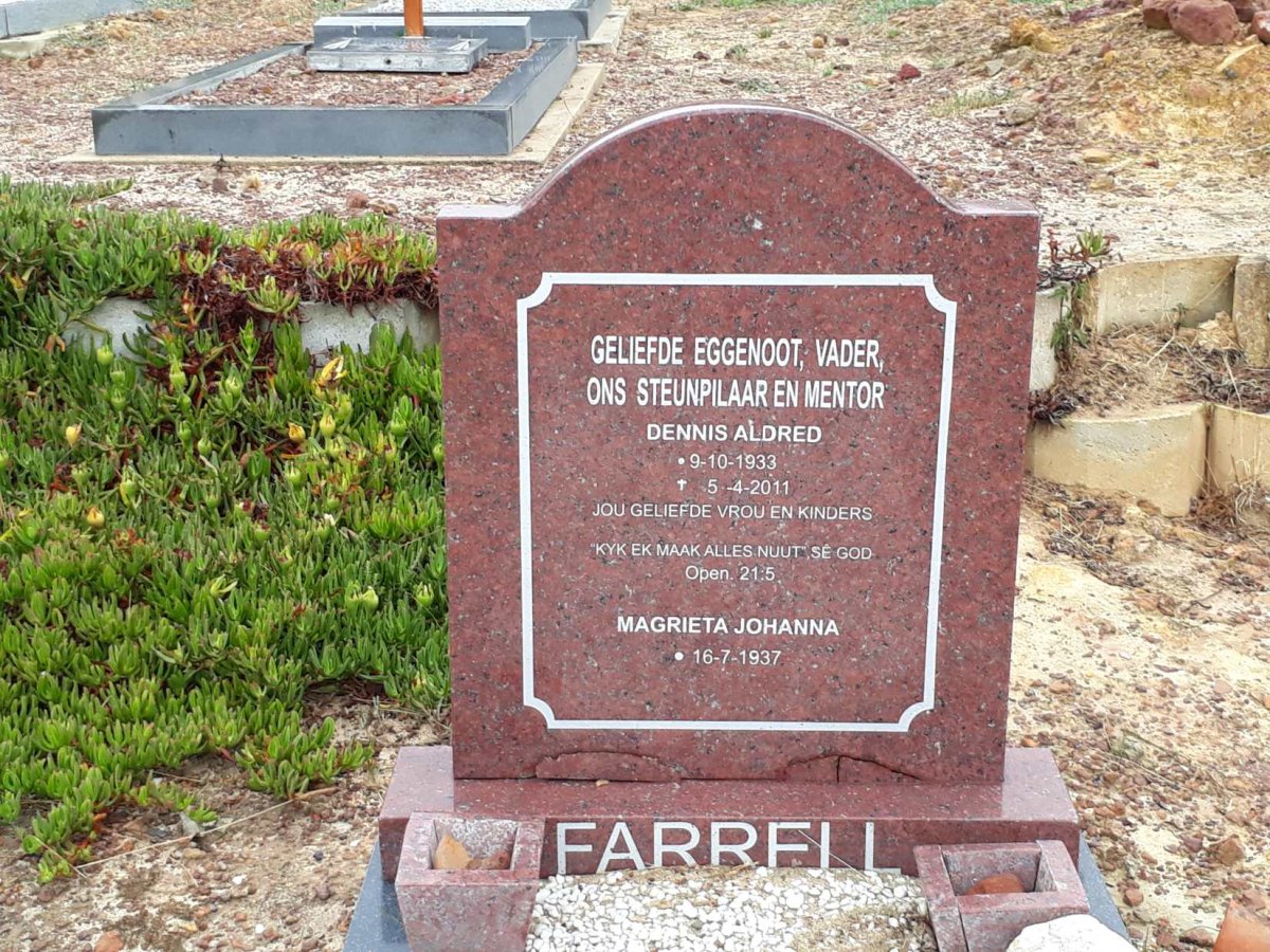 FARRELL Dennis Aldred 1933-2011 &amp; Magrieta Johanna 1937-