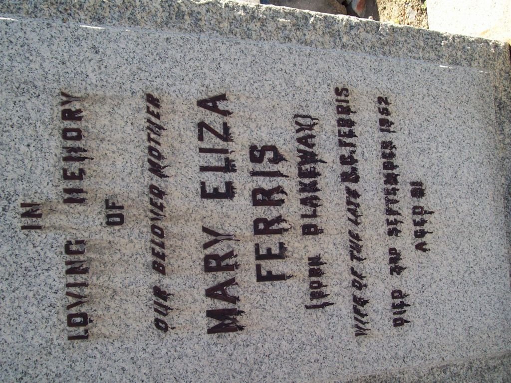FERRIS Mary Eliza nee BLAKEWAY -1952