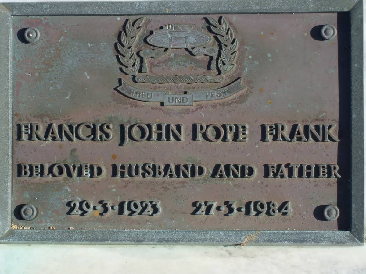 FRANK Frances John Pope 1923-1984