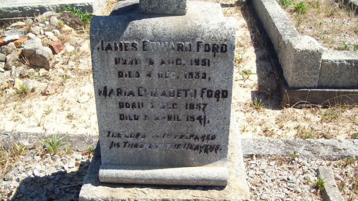 FORD James Edward 1851-1930 &amp; Maria Elizabeth 1857-1941