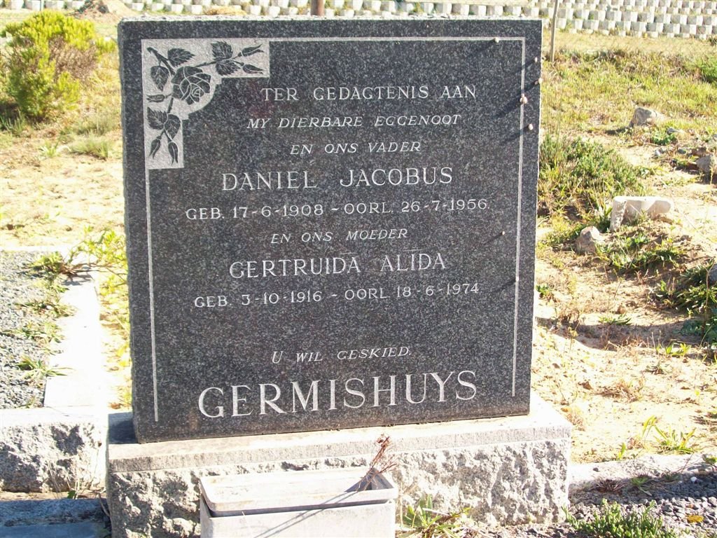 GERMISHUYS Daniel Jacobs 1908-1956 &amp; Gertruida Alida 1916-1974