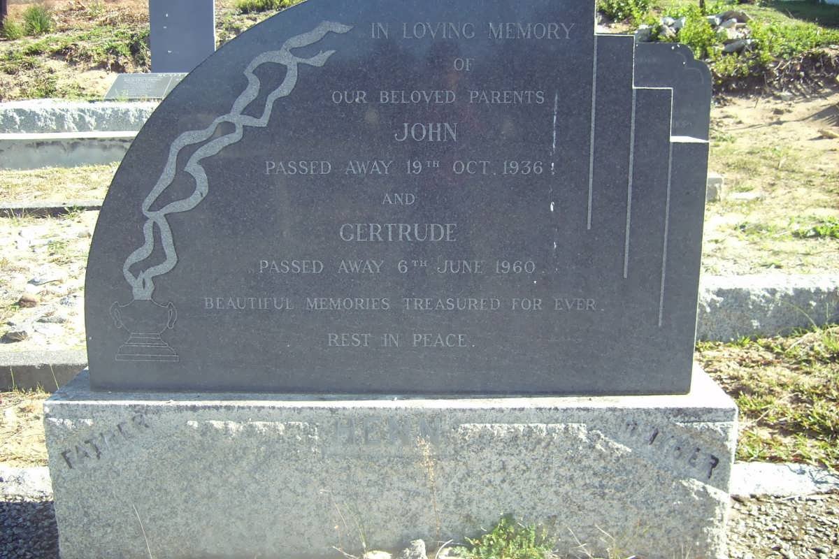 HENN John -1936 &amp; Gertrude -1960