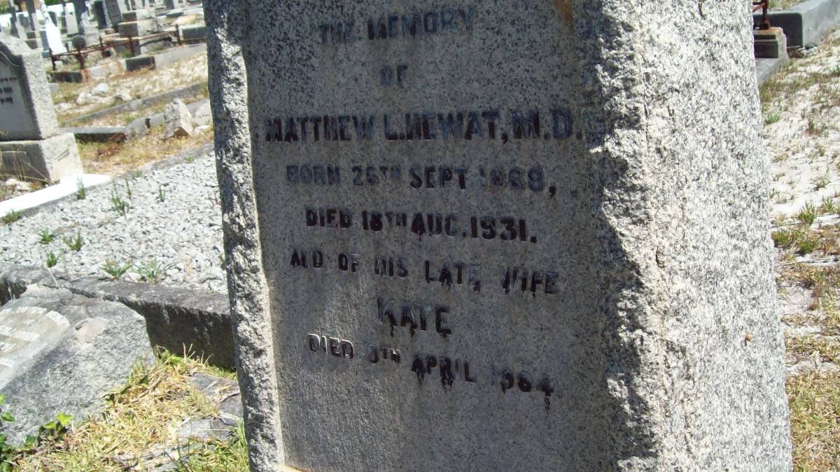 HEWAT Matthew 1868-1931 &amp; Kate -1964