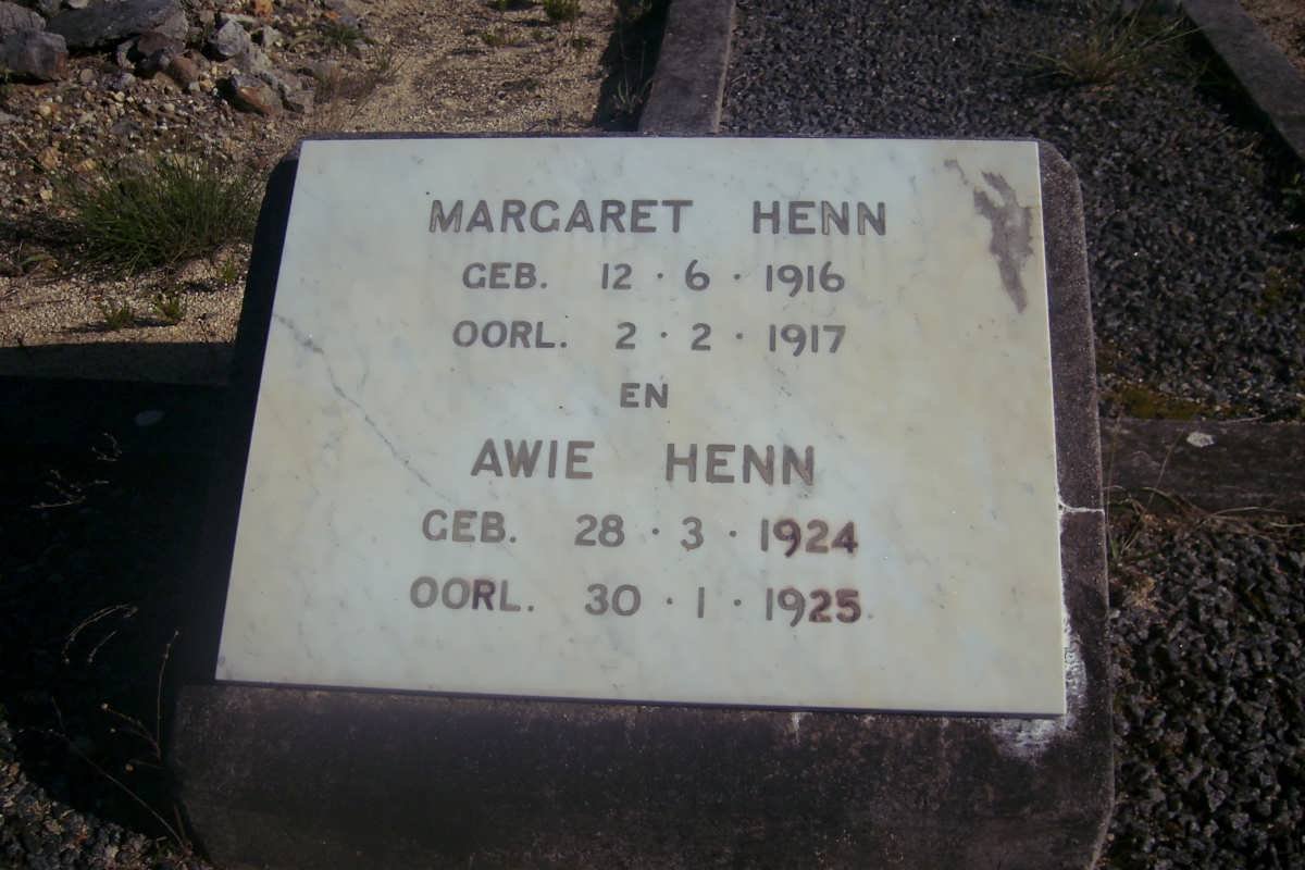 HENN Margaret 1916-1917 :: HENN Awie 1924-1925
