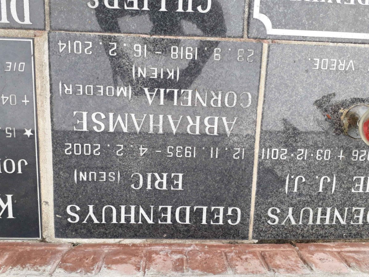 ABRAHAMSE Cornelia 1918-2014 :: GELDENHUYS Eric 1935-2002