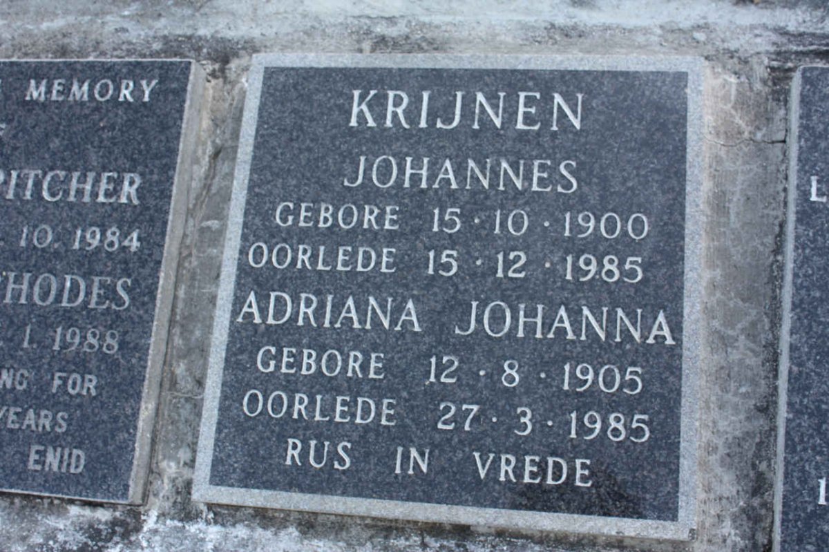 KRIJNEN Johannes 1900-1985 &amp; Adriana Johanna 1905-1985