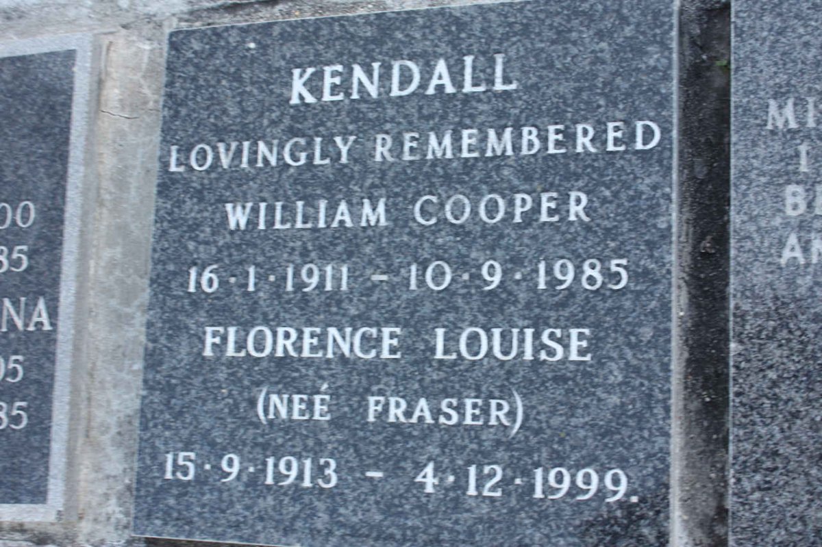 KENDALL William Cooper 1911-1985 &amp; Florence Louise FRASER 1913-1999