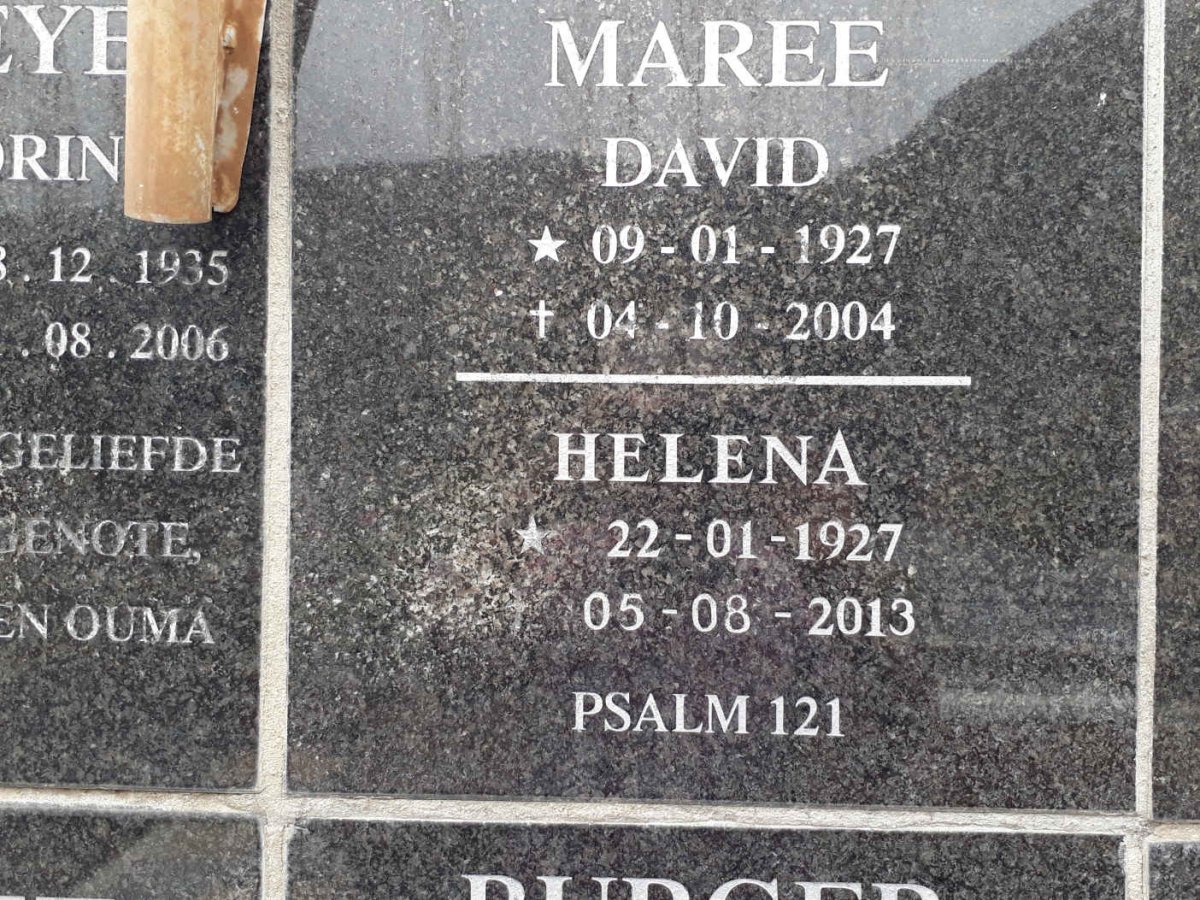 MAREE David 1927-2004 &amp; Helena 1927-2013