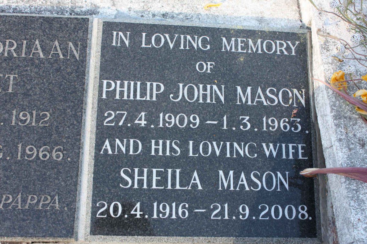 MASON Philip John 1909-1963 &amp; Sheila 1916-2008