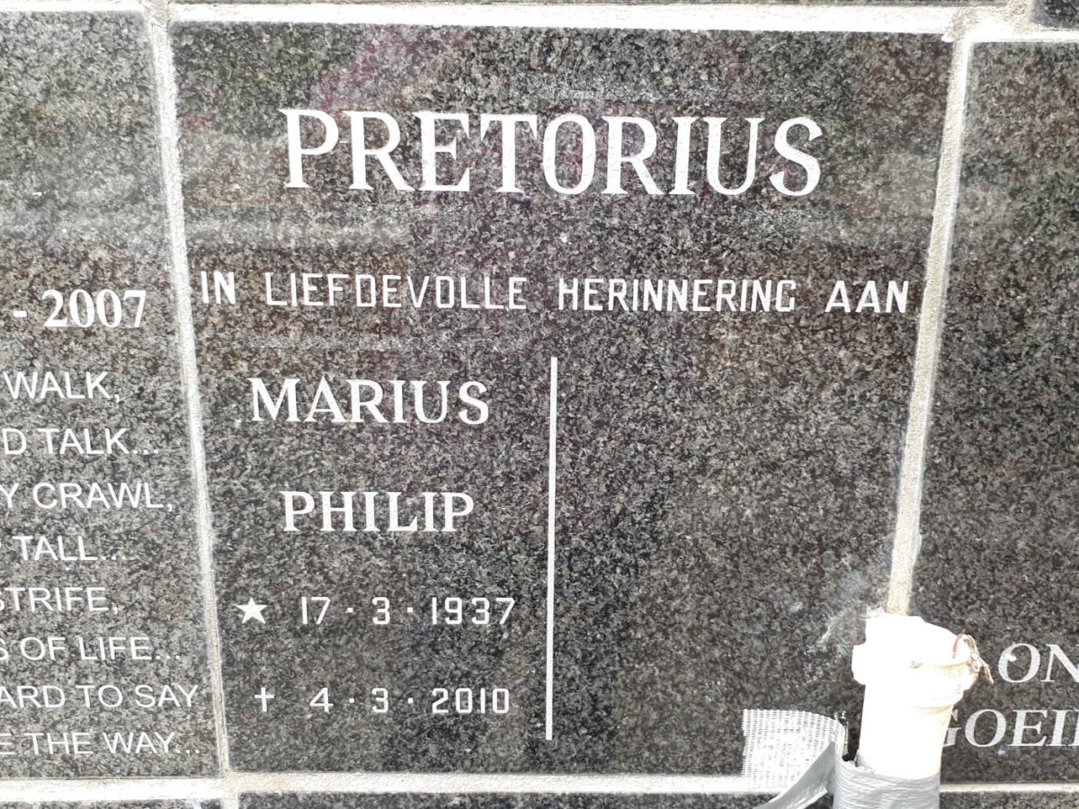 PRETORIUS Marius Philip 1937-2010