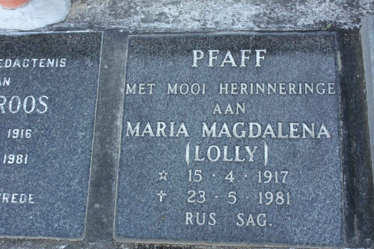 PFAFF Maria Magdalena 1917-1981