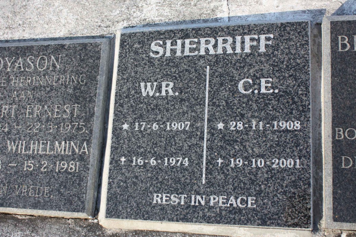 SHERRIFF W.R. 1907-1974 &amp; C.E. 1908-2001