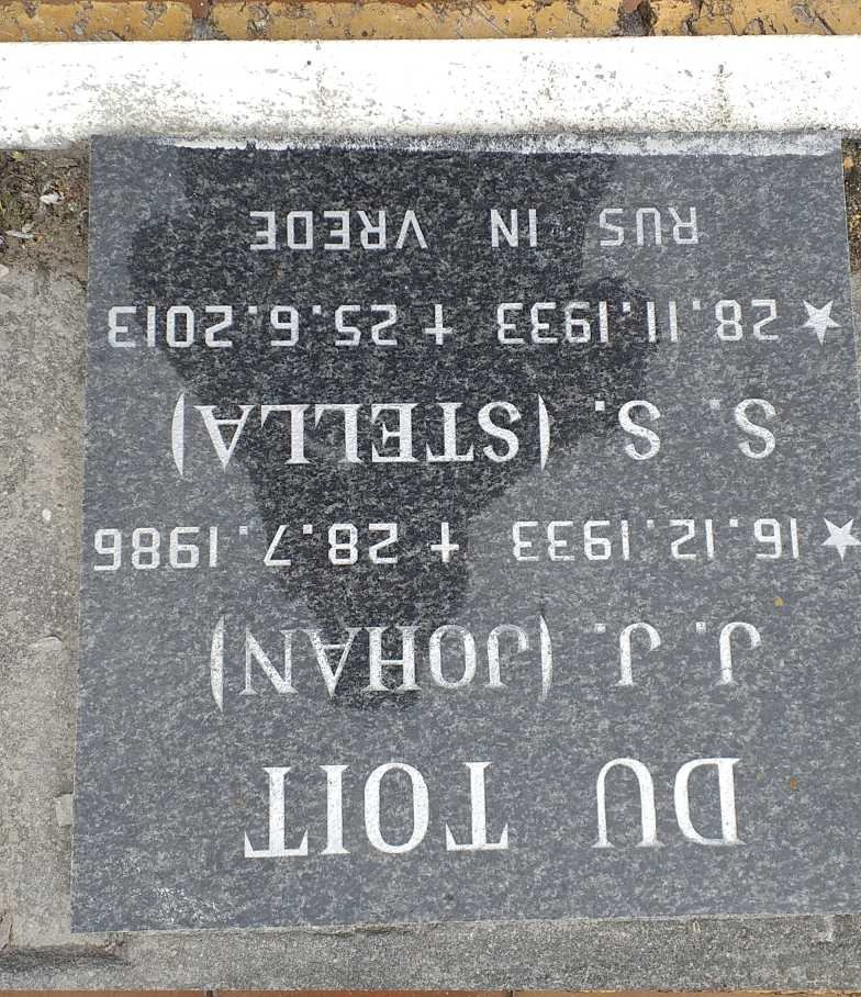 TOIT J.J., du 1933-1986 &amp; S.S. 1933-2013
