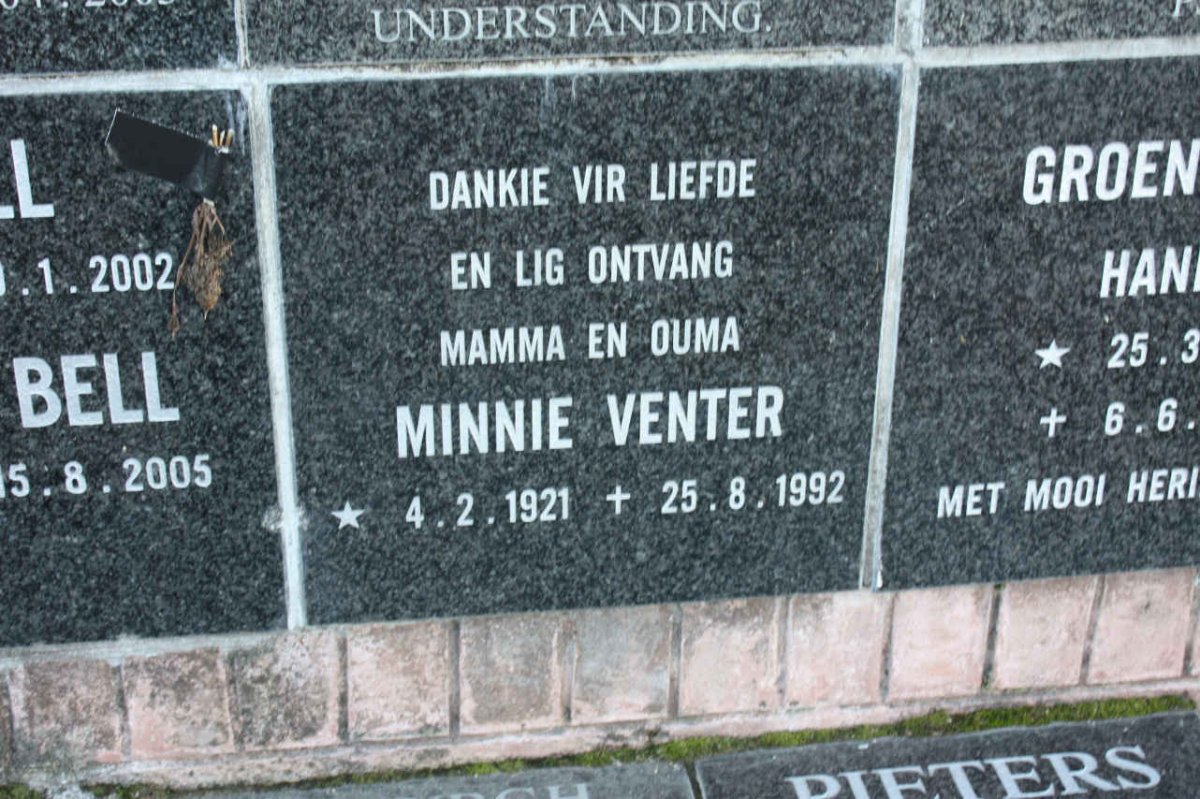 VENTER Minnie 1921-1992