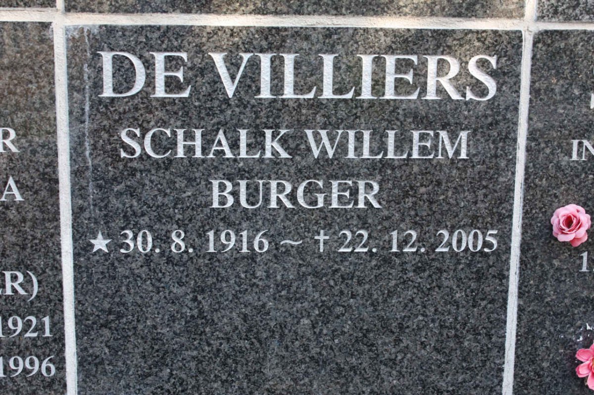 VILLIERS Schalk Willem Burger, de 1916-2005