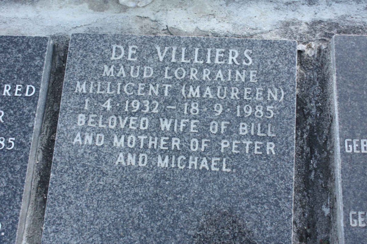 VILLIERS Maud Lorraine Millicent, de 1932-1985