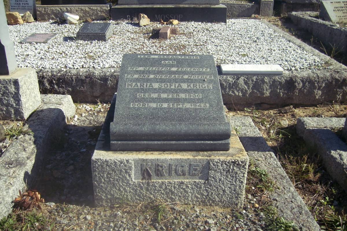 KRIGE Maria Sofia 1900-1948