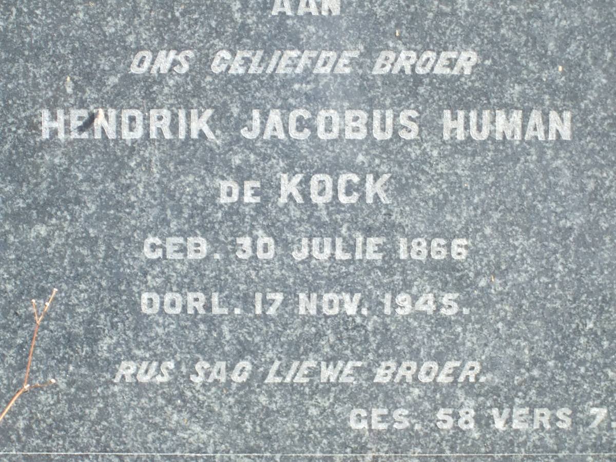 KOCK Hendrik Jacobus Human, de 1866-1945